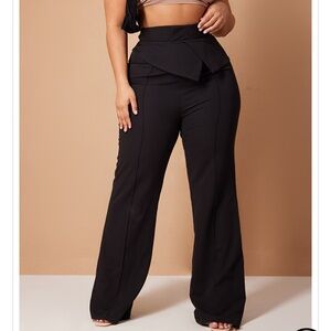 PrettyLittle Thing BLACK FOLD OVER WAISTBAND FLARE PANTS